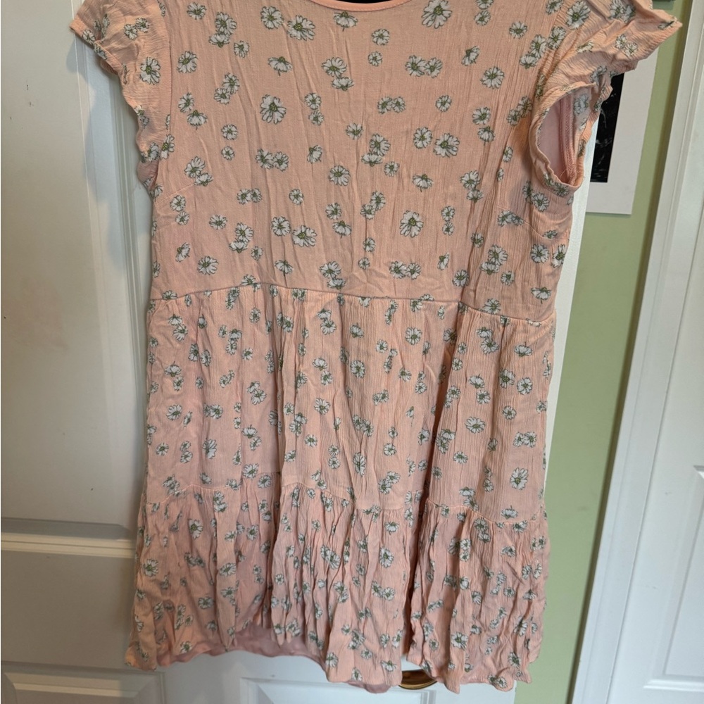 Altar'd State Pink Blouse with Floral Print and Blouson Hem